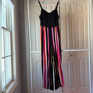 Torrid Black Jumpsuit with Vibrant Stripes